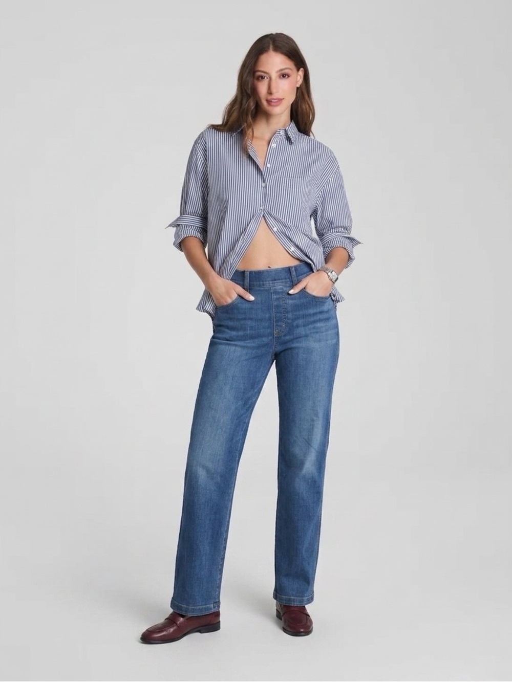 SPANX Blue Denim Wide Leg Jeans